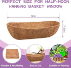 Riare 4 Pack 36 Inch Trough Coir Liners for Planters, Pre-Formed Coconut Coir Replacement Natural Coco Fiber Window Box Liners for Wall Planter, Window Basket Deck Railing Planter