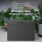 EasyUp 45 Gallon Outdoor Storage Box, Resin Waterproof UV-Resistant Deck Box, Reinforced Stability for Patio, Garden, and Poolside, Striped Black