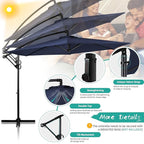 Shintenchi Patio Offset Umbrella with Easy Tilt Adjustment,Crank and Cross Base, Outdoor Cantilever Hanging Umbrella, Sunshade Free Standing Canopy, Navy Blue