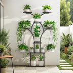 Elbourn Plant Stand Indoor with Grow Lights - 60" Tall Metal Plant Shelf for Multiple Plants, 8 Tiered Corner Plant Stands for Indoor Plants, X - Shaped Decorative Rack for Home, Living Room & Patio Decor (Black)