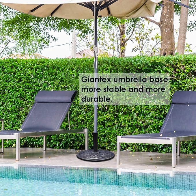 Giantex 43lbs Patio Market Umbrella Base, Heavy Duty Outdoor Stand, Cast Iron Umbrella Holder for Garden Beach, Classic Round Umbrella Standing Deck Porch