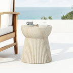 Christopher Knight Home Dila Patio Side Table, Lightweight Concrete End Table, Small Coffee Table, Garden Stool, Decorative Accent Table, Round Table Top, Side Table for Poolside Balcony, Travertine
