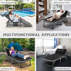 ABORON Heavy Duty Tanning Chair, 5-Gear Outdoor Folding Chaise Lounge Chair with Cushion,Portable Beach Lounge Chair for Outdoor Sunbathing Patio Pool Lawn Deck Poolside