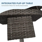 Grand patio Outdoor Recliner with Independent Adjustable Back and Footrest, Air Pump 150° Lay Flat Reclining Chair Removable Olefin Cushion Flip-Up Table Wicker Peacock Blue 1PC