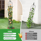 Tower Obelisk Garden Trellis for Climbing Plant，6.2FT/74.4" Rustproof Metal Potted Plant Climbing Support for Indoor Outdoor Flowers Vegetable Fruits Vines Support (2Pcs)