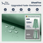 PHI VILLA 15ft Large Patio Umbrellas with Base, Outdoor Double-Sided Rectangle Market Umbrella for Pool Lawn Garden, Mint Green