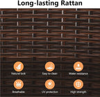 RoyalCraft 5 Piece Patio Wicker Dining Sets for 4, Water-Resistant Rattan Outdoor Dining Table and 4 Chairs with Wood Table Top, Conversation Set for Deck, Garden, Backyard, Removable Cushions, Brown
