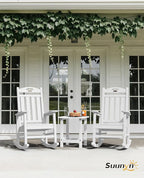 Oversized Outdoor Rocking Chair, High Back Patio Rocking Chair, HDPE All Weather Resistant Rocking Chairs for Patio,380lbs Weight Capacity, White