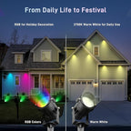 Halloween Christmas Outdoor Spotlights,12W RGBW Colors Changing Landscape Spotlight with Remote Control, IP65 Waterproof 110V LED Spotlight Indoor with US Plug for Yard Garden House (2Pack)