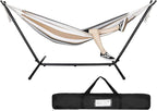 SUPER DEAL Portable 2 Person Hammock with 9FT Hammock Stand, 620 LBS Capacity Adjustable Hammock Bed with Space Saving Carrying Case Included for Camping Garden Backyard Patio Indoor Outdoor