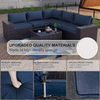 Kullavik 12 Pieces Outdoor Patio Furniture Set PE Wicker Rattan Sectional Sofa Patio Conversation Sets,Navy Blue