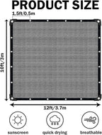 10x12 FT Sun Shade Cloth with Grommets, Pergola Shade Cover Canopy, 90% Sunblock Fabric Fence Privacy Screens for Outdoor, Garden, Patio, Balcony, Carport, Porch, Deck (Gray)