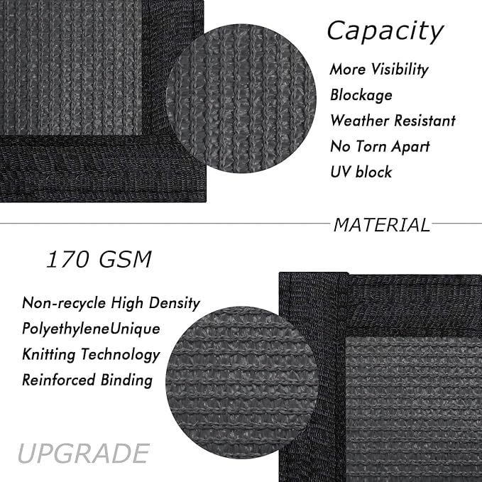 UPGRADE Privacy Fence Screen 3'x28' Dark Grey Outdoor 90% Visibility Blockage 170 GSM Mesh Shade Cover Panels for Backyard,Balcony,Home Decoration with Zip Ties,Customized Avaliable