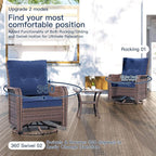Kullavik 10 Pieces Outdoor Patio Furniture Set,PE Wicker Rattan Sectional Sofa Patio Conversation Sets with 43" 55000BTU Gas Propane Fire Pit Table,Swivel Rocking Chairs Set,Navy Blue