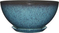 Classic Home and Garden Rosie Modern Planter w/Drainage - Contemporary Planter Bowls - Shallow Round Vases for Small Plants - Versatile Indoor & Outdoor Pots (10” Indigo Speckle)