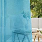 RYB HOME Waterproof Outdoor Curtains - Linen Like Translucent Breathable Sheer Curtains, Quick Dry Easy Slide Draperies for Backyard Patio Verandas, W 54" x L 84", 2 Pieces, Teal