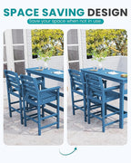 SERWALL 41" Outdoor Bar Table, HDPE Patio Bar Counter Height Table, All Weather Adirondack Outdoor Bar Height Table, Rectangle Patio Bar Table for Outside, Garden, Backyard, Balcony, Poolside, Blue