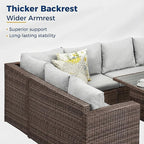 Wisteria Lane 7 Piece Patio Furniture Set, Wicker Patio Sectional with Wide Armrest, All Weather Outdoor Dining Set, Outdoor Furniture Patio Conversation Set with Ottoman, Grey
