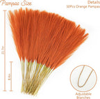 Artificial Pampas Grass Stems, 50 Pack, Burnt Orange, 21.6 Inch