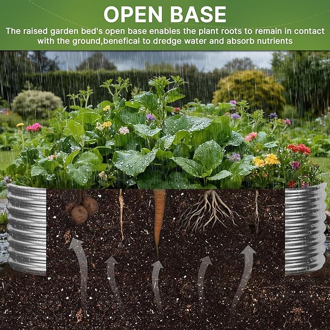2 PCS Tall 8x4ft Galvanized Raised Garden Bed Outdoor, Metal Garden Bed for Vegetables, Above Ground Garden Box for Flower, Steel Raised Beds for Gardening