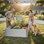 2 Pack Tall 8x3FT Raised Beds for Gardening, Corrugated Galvanized Steel Raised Garden Bed, Outdoor Metal Above Ground Garden Bed for Vegetables and Flowers(Rectangular)