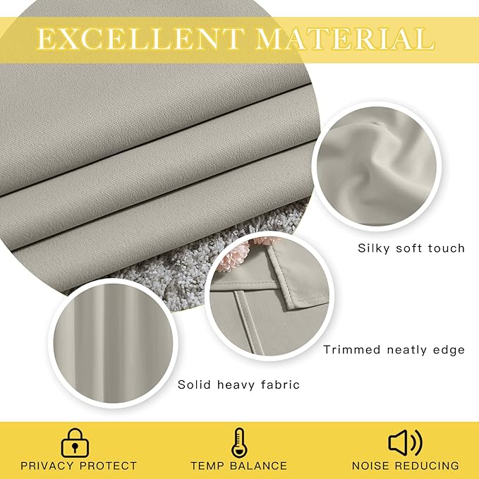 NICETOWN Bedroom Curtain Room Darkening Drapery 102 inches Length - Home Fashion Thermal Insulated Grommet Room Darkening Curtain for Living Room (Natural, 1 Panel, 52 x 102 inches)