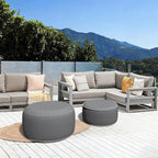 LVTXIII Inflatable Stool Ottoman Footrest with Handle, All Weather Footrest Seat, Indoor or Outdoor Pouf for Home Patio Garden and Camping Use, D31 xH14, Large Round, Grey Texture