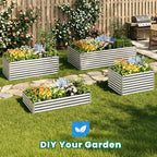 Quictent Galvanized Raised Garden Bed Metal Planter Box Bottomless for Backyard Outdoor, 4x3x1 Ft 2PCS, Silver