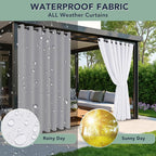White Outdoor Curtains for Patio Waterproof - 6 Panels Privacy Weatherproof Outside Curtains with Grommets for Pergola, Gazebo, Porch, Cabana, Balcony, 54 x 95 Inch