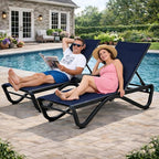 Kozyard Outdoor Chaise Lounge Chair, Full Aluminum Frame, Adjustable Reclining Patio Lounger for Poolside, Sunbathing & Backyard, Textilene (NavyBlue)