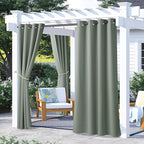 NICETOWN 2 Panels Sage Green Blackout Outdoor Curtains for Patio Waterproof, Rustproof Grommet Room Darkening Thermal Insulated Window Treatments for Front Porch & Canvas, W52 x L72