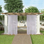 SpaceDresser Waterproof Outdoor Sheer Curtains for Patio - 2 Panels Rod Pocket Indoor Voile Sheer Curtain for Living Room,52W x 84L inch, Silver Grey