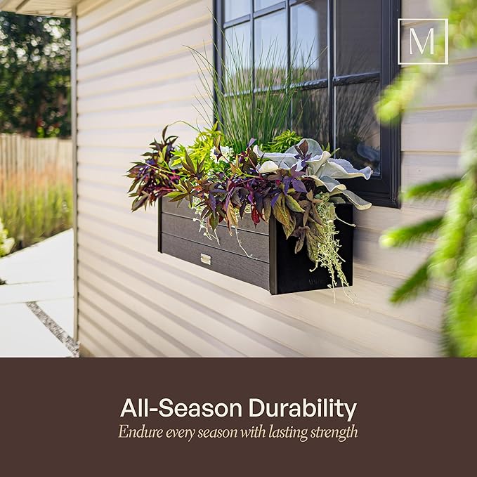 Mayne Vista 5ft Modern Window Box Planter with Panel Design and Drainage Hole