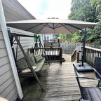 PURPLE LEAF Patio Umbrella 9' X 9' Rectangle Cantilever Umbrella Large Aluminum Outdoor Umbrellas with 360-degree Rotation & UPF40+ Premium Fabric for Deck Pool Garden Yard, Ash Mocha