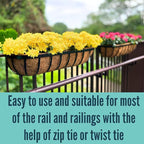 LaLaGreen Railing Planters Box (2 Pack, 30") Black Metal Large Rectangular Window Flower Box with Coco Liner, Wall Hanging Planter for Outdoor Plants Deck Rail Horse Troughs Fence Balcony Porch Garden