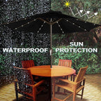 Blissun 9 ft Solar Umbrella, 32 LED Lighted Patio Umbrella, Table Market Umbrella, Outdoor Umbrella for Garden, Deck, Backyard, Pool and Beach (Black)