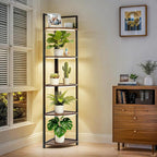 Corner Plant Stand with Grow Light Shelf 5 Tiered Plant Stand 59” Tall Flower Holder with 4 LED Grow Light Flower Stands for Indoor Plants Wood Corner Shelves for Plants Outdoor
