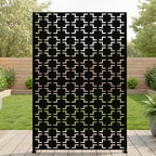 Casaphoria Metal Privacy Screen Outdoor, 72" H x 47" W Freestanding Decorative Privacy Screen for Patio Deck Balcony Garden with Stable Base, Black-Square