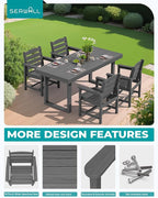 SERWALL HDPE Outdoor Dining Set for 4, 67'' All Weather Patio Dining Table and Chairs Set for Deck, Lawn, Gray