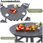 AMERLIFE 5 Piece HDPE Outdoor Dining Table & Chairs Set, All-Weather Patio Table and Chairs Set Furniture with Umbrella Hole for Garden, Backyard, Poolside, Seaside, Gray