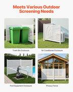 VEVOR 48" W x 48" H Vinyl Fence Panels, Air Conditioner Fence, Outdoor Privacy Screens for Trash Can, Pool Equipment Enclosure, Privacy Screen Kit Louvered Panels (2 Panels)