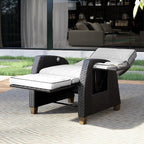 Grand patio Outdoor Reclining Chairs with Extended Footrest 2-Piece Adjustable Patio Wicker,Lounge Recliner up to 150° with Flip Side Table Griege