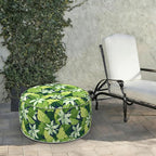 LVTXIII Indoor/Outdoor Extra Large Inflatable Ottoman Pouf D31 x H14 Inch, Round Footstool with Handle, Weather-Resistant Portable Furniture for Patio, Camping, Beach, Jungle Leaves