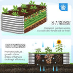 Quictent Raised Garden Bed Kit Oval Galvanized Metal Planter Box Tall for Vegetables Outdoor Backyard, Strengthened by Crossbar, Silver 6x3x2 ft