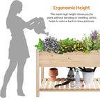Yaheetech 47x23x32in Wooden Raised Garden Bed with Legs & Storage Shelf Horticulture Wooden Elevated Planter Box Vegetable Growing Bed for Flower/Herb/Backyard/Patio, 2pcs