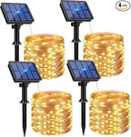 btfarm 4 Pack Solar String Lights Outdoor - Total 132FT 320LED Solar Fairy Lights Outside Waterproof 8 Modes, Copper Wire Solar Powered Twinkle Light for Garden Tree Christmas Wedding Party,Warm White