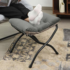15"(H) Folding Ottoman, Foldable Footrest Stool, Portable Small Foot Stool for Couch, Collapsible Foot Rest Ottoman for Sofa, Accent Padded Ottomans for Living Room, Bedroom, Dark Grey