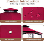 SCOCANOPY Replacement Gazebo Canopy for 10 x 12 Regency II Patio Gazebo Model L-GZ798PST,A101004104,A101004105,(Burgundy)