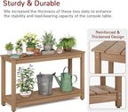 Stoog All-Weather Patio Console Table, 2-Tier Outdoor Table with Adjustable Feet, Never Fade or Rot, for Backyard, Deck, Entryway, and Garden, Teak