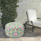 LVTXIII Indoor/Outdoor Extra Large Inflatable Ottoman Pouf D31 x H14 Inch, Round Footstool with Handle, Weather-Resistant Portable Furniture for Patio, Camping, Beach, Damask Red